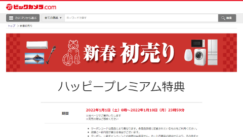 ビックカメラキャンペーンページSS画像