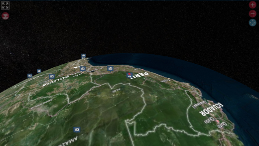 ペルー上空を航行中の様子（NORAD Tracks Santa）